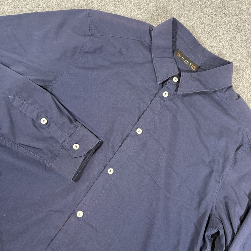 KJUS Shirt Mens XL 54 Blue‎ Solid Long Sleeve Golf Button Up Performance